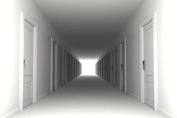 3d rendering di una scena interna di un corridoio vuoto — Foto Stock