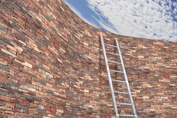 3d renderização de uma escada em uma parede, conceito de crescimento e progresso — Fotografia de Stock