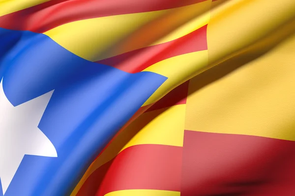 Catalonie et drapeau d'Espagne — Photo