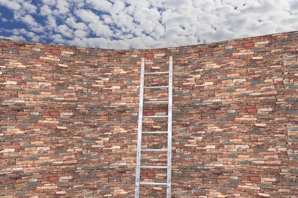 3D-weergave van een ladder op een vuile muur — Stockfoto