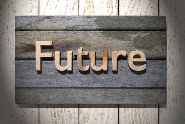 La representación 3d de la palabra futura sobre la superficie de madera —  Fotos de Stock