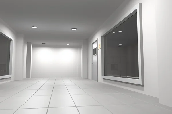 3D-weergave van een interieur scène van een lege corridor — Stockfoto