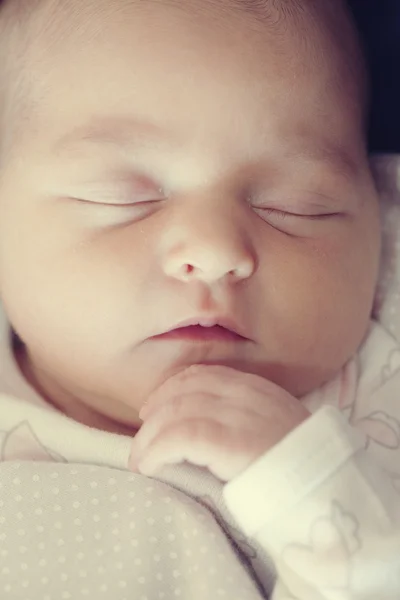 Πορτρέτο του ένα όμορφο 1 μήνα νεογέννητο στον ύπνο — Φωτογραφία Αρχείου