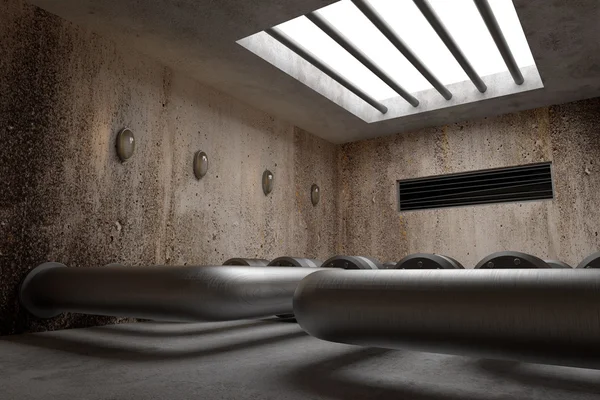 3d renderização de uma cena interior com um monte de tubos — Fotografia de Stock