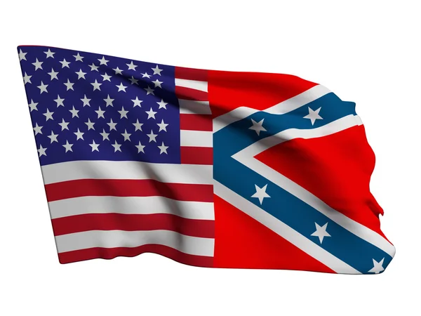 3d renderização de um estados unidos e bandeiras confederadas — Fotografia de Stock