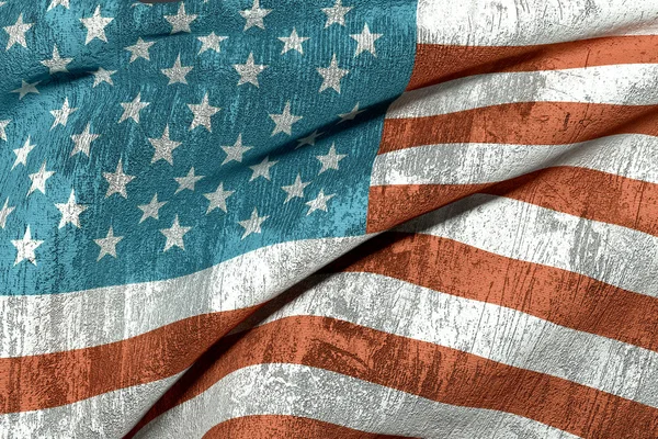 3d rendering of an old and dirty united states flag — Stock Photo, Image