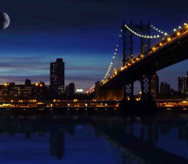 Manhattan Köprüsü gece resmini