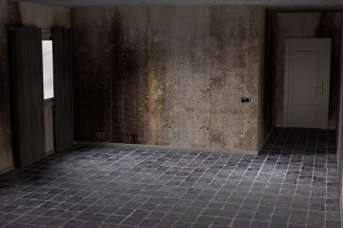 terk edilmiş ve kirli bir oda 3D render
