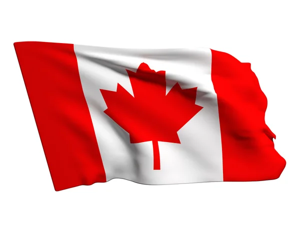 3D-weergave van een vlag van canada op een witte achtergrond — Stockfoto