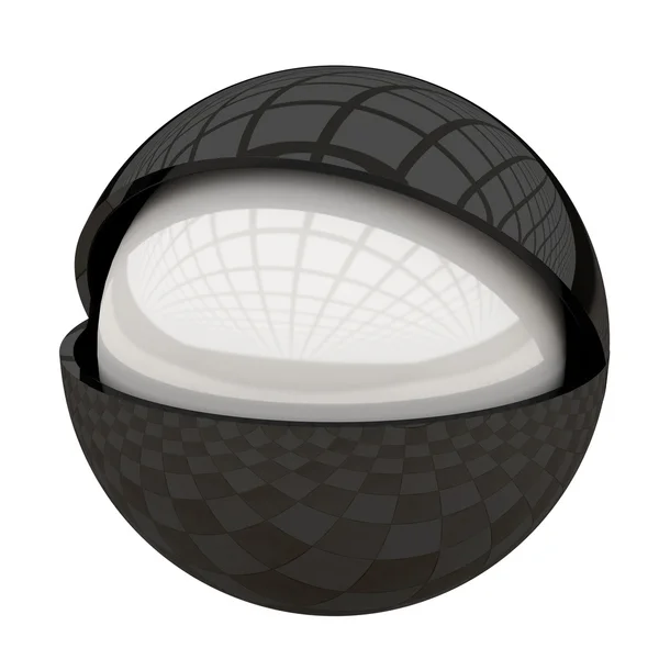 3d renderização de uma esfera aberta em preto e branco — Fotografia de Stock