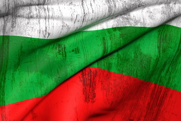 3D-weergave van een oude en vuile Bulgarije vlag — Stockfoto