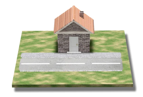 3D-Darstellung eines kleinen Hauses — Stockfoto