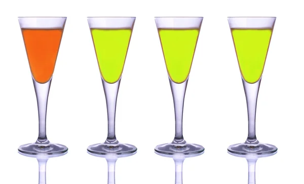 Some liquors glasses in a white background — Stock Photo, Image