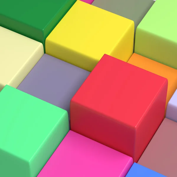 3D renderização com cubos de muitas cores — Fotografia de Stock