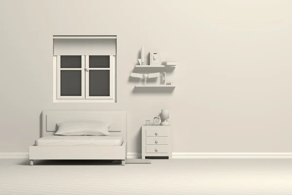 3D rendering του ένα λευκό δωμάτιο — Φωτογραφία Αρχείου