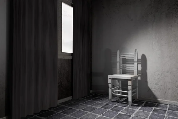 3d rendering of an old chair on an abandoned room — Stock Photo, Image