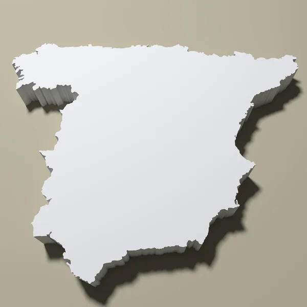 3D-Darstellung einer Landkarte von Spanien — Stockfoto