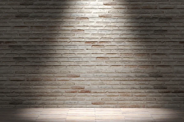 3d rendering of a brick wall and lighted floor. Interior. Loft — Stock Photo, Image