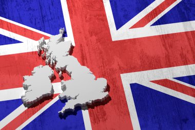 İngiltere harita damgalı bir bayrak ile 3D render