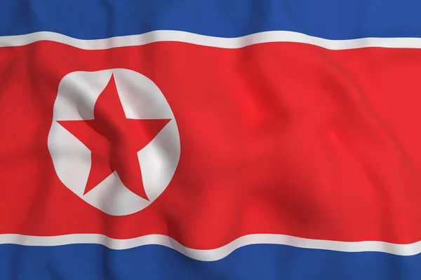 Kuzey Kore bayrağı sallayarak 3d render — Stok fotoğraf