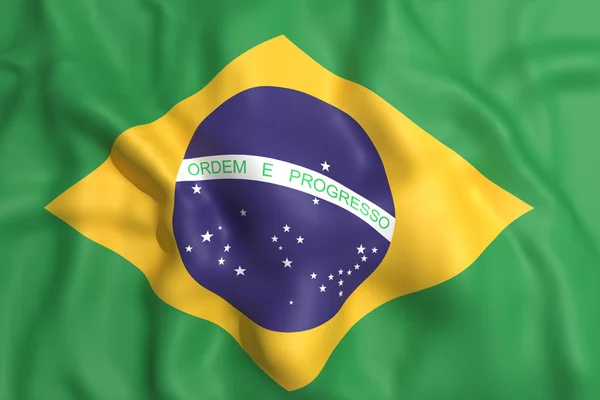 3d renderização de uma bandeira do brasil acenando — Fotografia de Stock