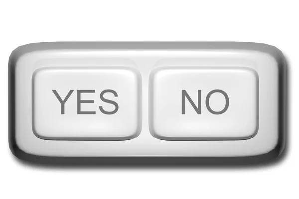 3d rendering of a close-up of Yes and No white buttons. Illustration — Stock Photo, Image