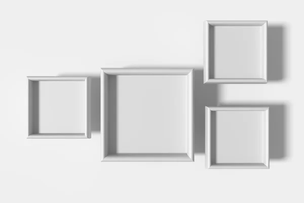 Vier witte frames op witte achtergrond — Stockfoto