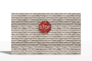 Dur trafik işaretleri tuğla üç boyutlu duvar