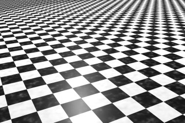 3D render bir kare siyah beyaz fayans zemin