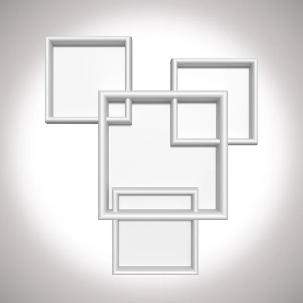 Beyaz arka plan üzerinde dört beyaz çerçeve — Stok fotoğraf