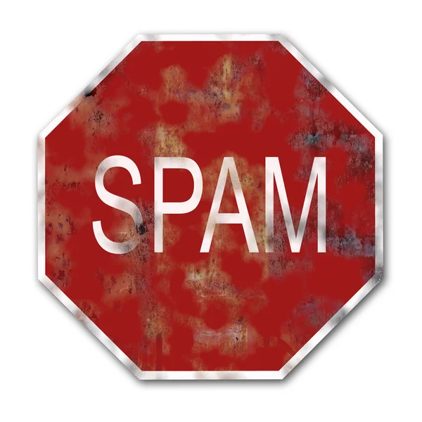 3d representación de una señal de tráfico de spam en el fondo blanco. Ilustración — Foto de Stock