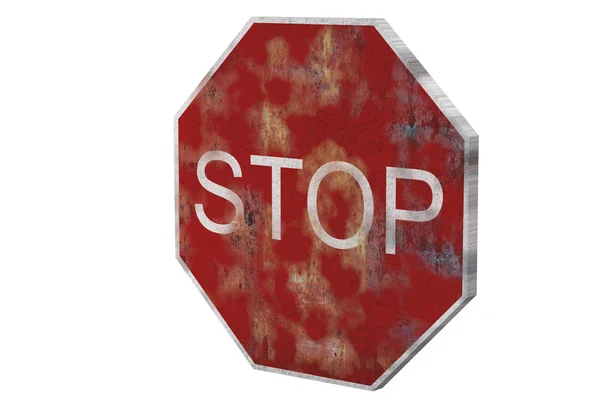 3d rendering of an isolated stop traffic sign on white background. — Stock Photo, Image