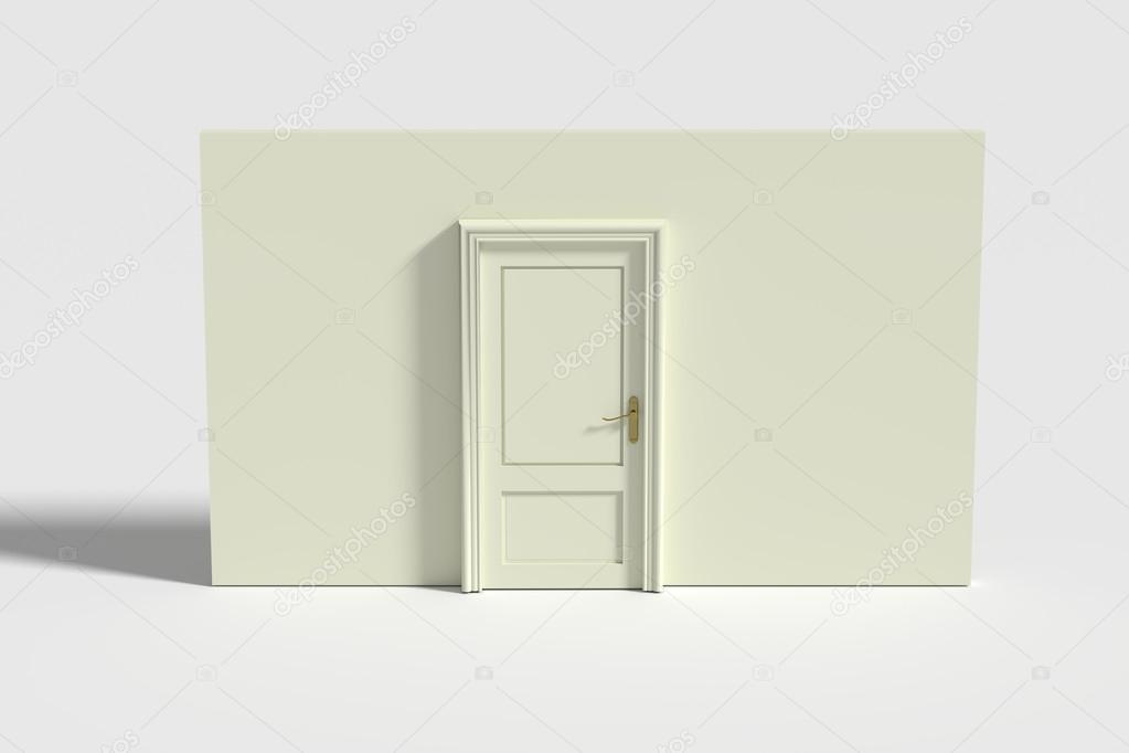 3d rendering of a door and white wall.Illustration