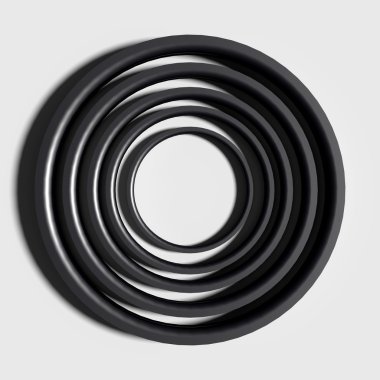 Beyaz arka planda siyah üç boyutlu daireler