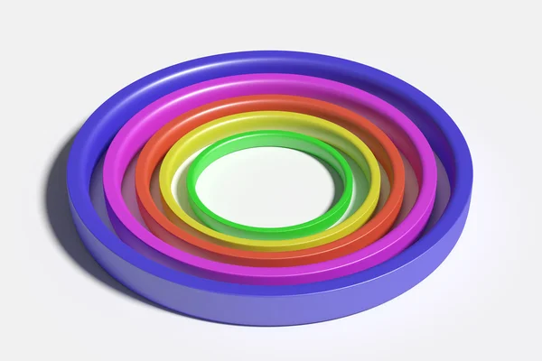 3D-rendering van kleurrijke cirkels op witte achtergrond. Illustratie. Geïsoleerd — Stockfoto