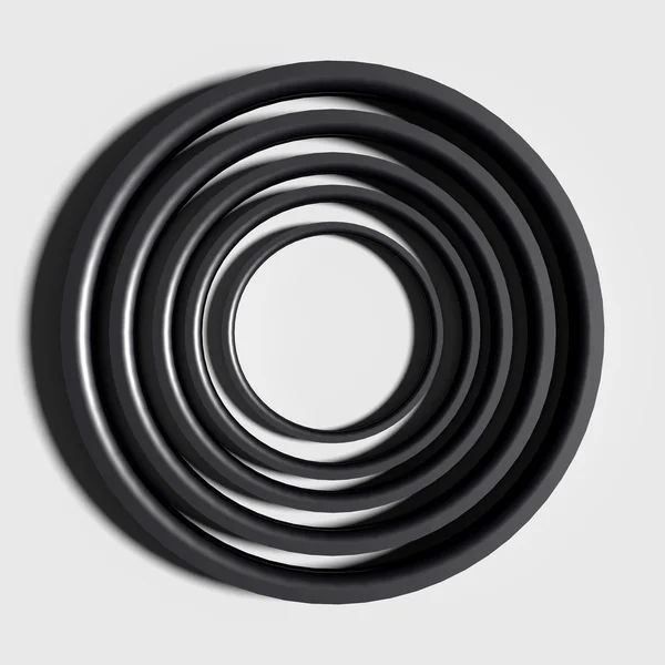 Cercles tridimensionnels noirs sur fond blanc — Photo