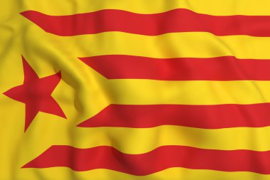 catalonia bayrak sallayarak 3d render