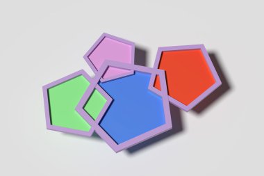 Beyaz arka plan üzerinde dört beş Mısırlı renkli nesneleri