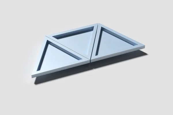 Три треугольника отбрасывают тень на белую поверхность — стоковое фото