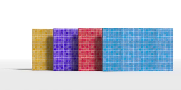 Чотири барвисті стіни з керамічної глазурованої плитки — стокове фото