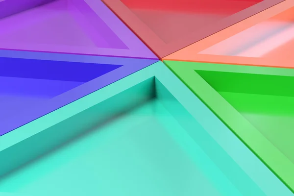 中间的彩色三角形在一起 — 图库照片