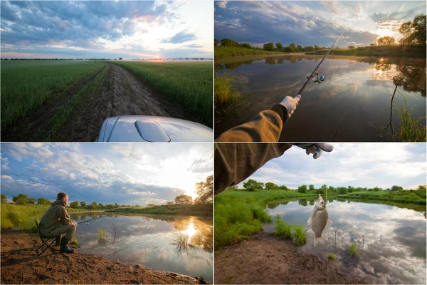 Collage av bilder på fiske tema — Stockfoto