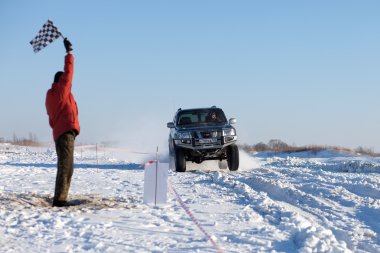 Habarovsk, Rusya - 31 Ocak 2015: Nissan Patrol bitirme bir