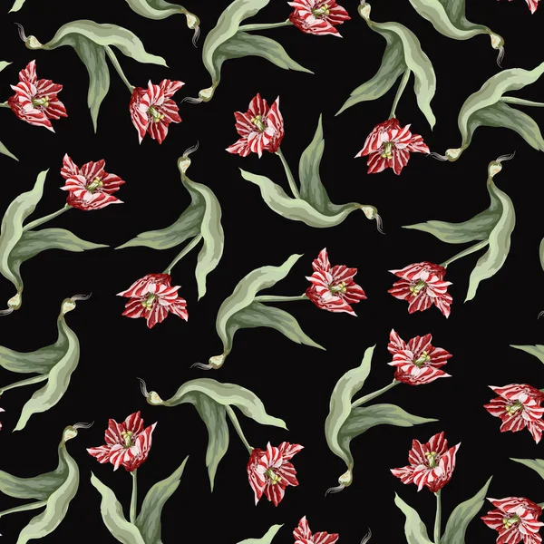 Nahtloses Muster mit Tulpen. Trendiger Textilvektordruck. — Stockvektor