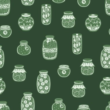 Turşulu turşulu kavanozsuz vektör deseni, ballı turşu çizilmiş el resimlerini korur..