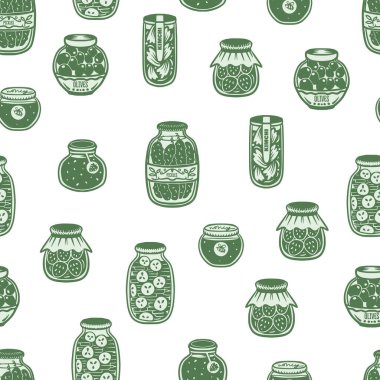 Turşulu turşulu kavanozsuz vektör deseni, ballı turşu çizilmiş el resimlerini korur..