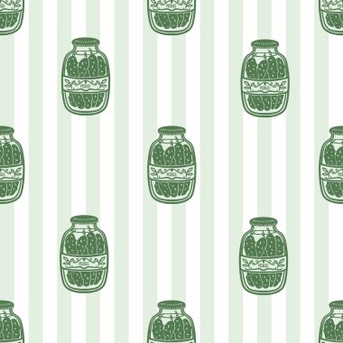 Turşulu turşulu kavanozsuz vektör deseni, ballı turşu çizilmiş el resimlerini korur..