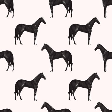 Siyah atlarla kusursuz desen. Vektör