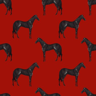 Siyah atlarla kusursuz desen. Vektör