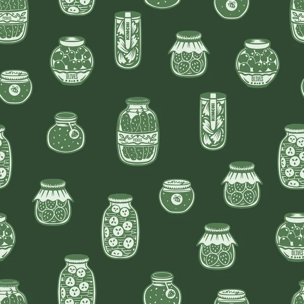 Turşulu turşulu kavanozsuz vektör deseni, ballı turşu çizilmiş el resimlerini korur..